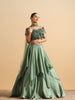 Green Satin Skirt Top Set