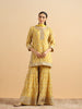 Sunlit Yellow Organza Rose Stitched Suit