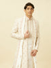 Cream Embroidered Jacket Style Sherwani Set