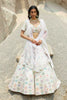 Antique White Ditsy Floral Patterned Hand Embroidered Lehenga