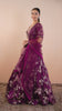 Royal Purple Floral Satin Skirt Top Set