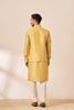 Honey Yellow Self Design Kurta Jacket Set