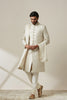 Classy White Patterned Sherwani Set